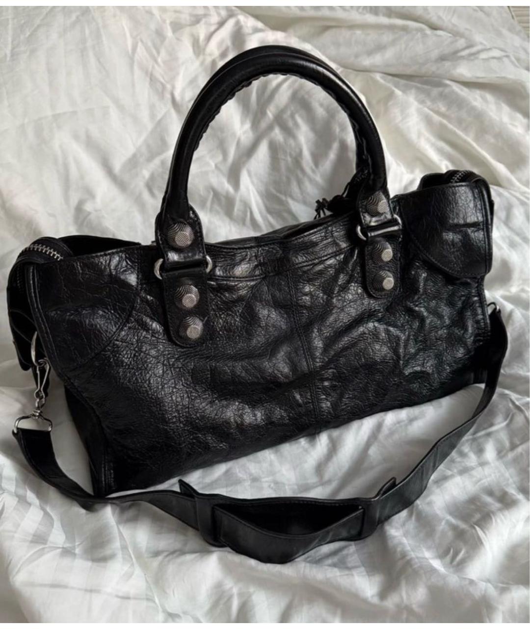 BALENCIAGA Черная кожаная сумка с короткими ручками, фото 2