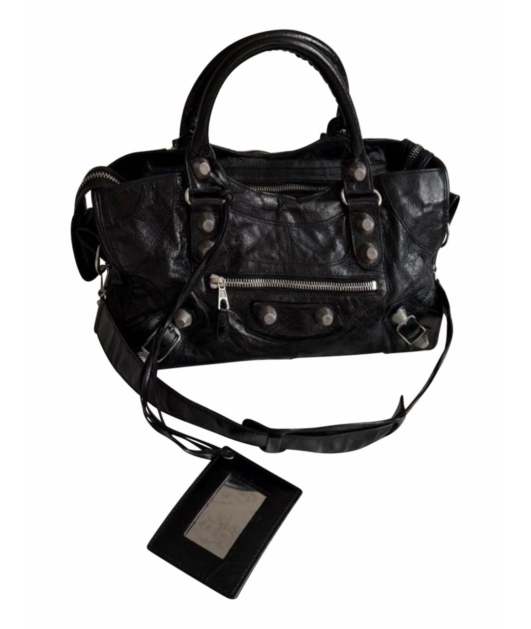 BALENCIAGA Черная кожаная сумка с короткими ручками, фото 1