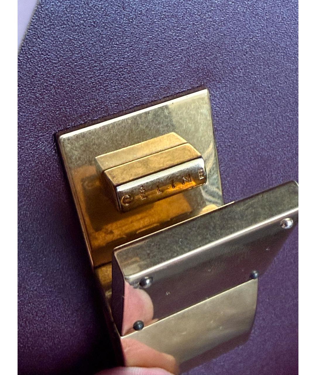 CELINE Бордовая кожаная сумка с короткими ручками, фото 6