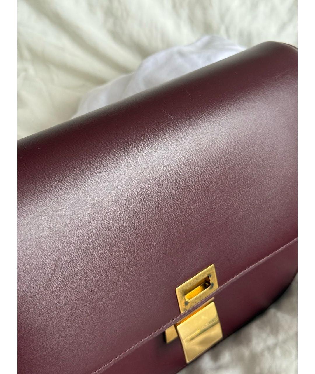 CELINE Бордовая кожаная сумка с короткими ручками, фото 3