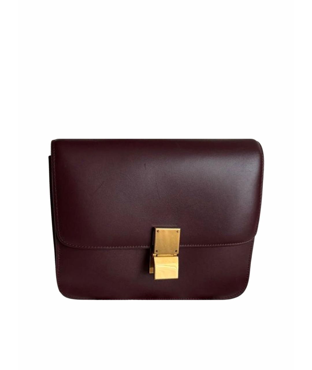 CELINE Бордовая кожаная сумка с короткими ручками, фото 1