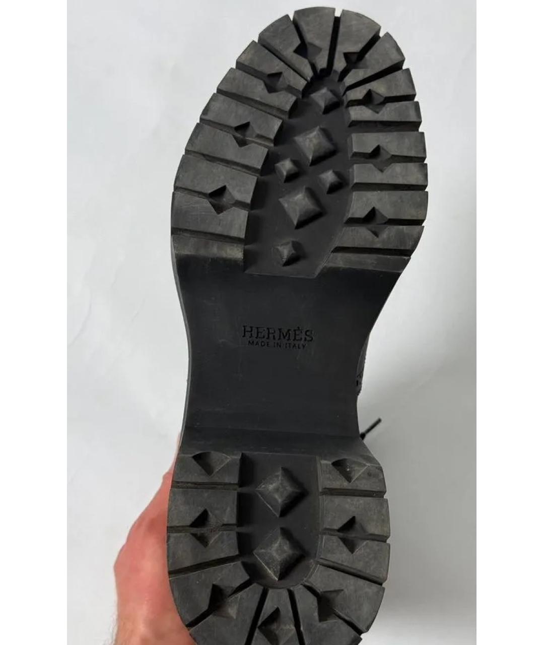 HERMES Черные кожаные высокие ботинки, фото 5