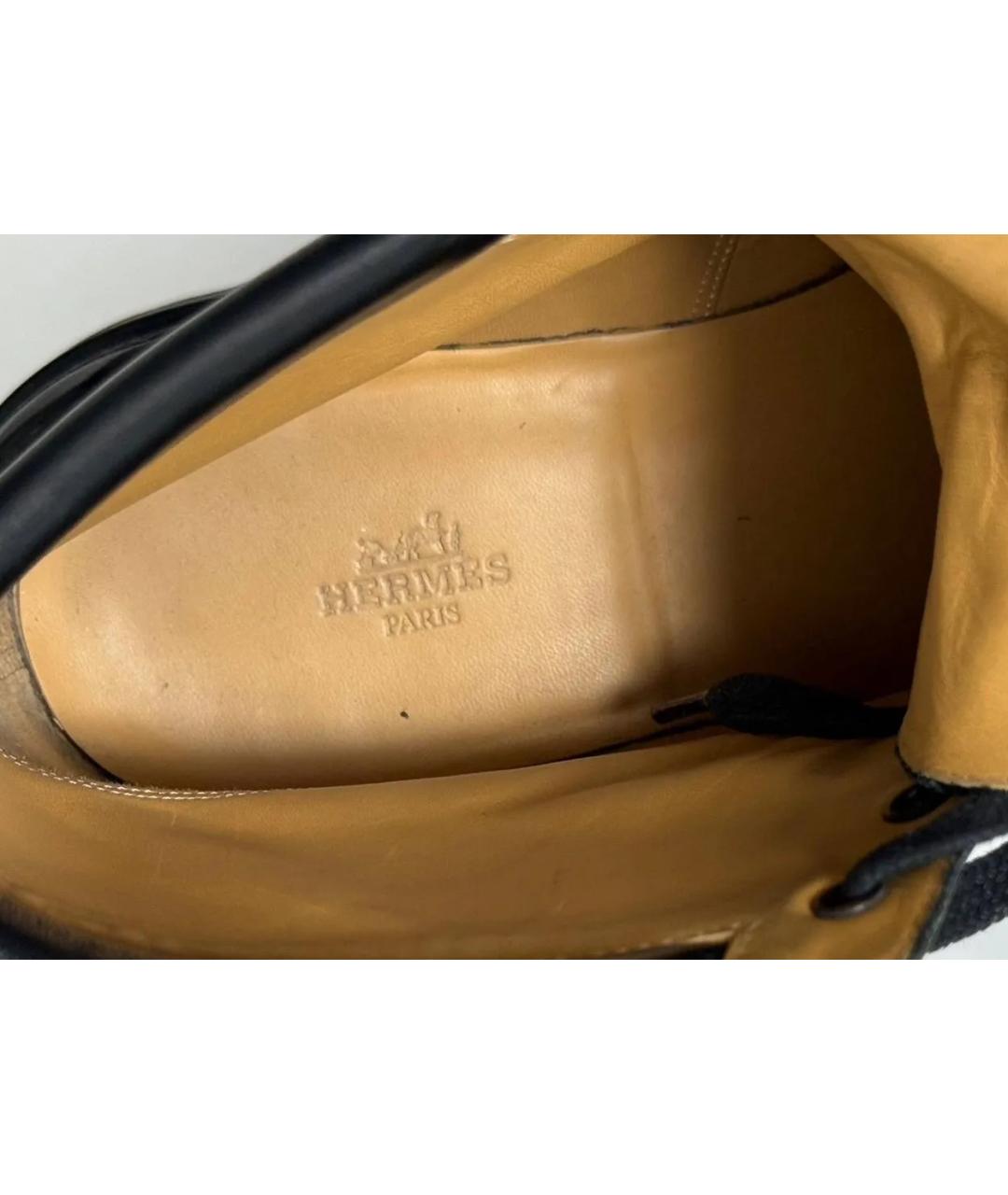 HERMES Черные кожаные высокие ботинки, фото 3