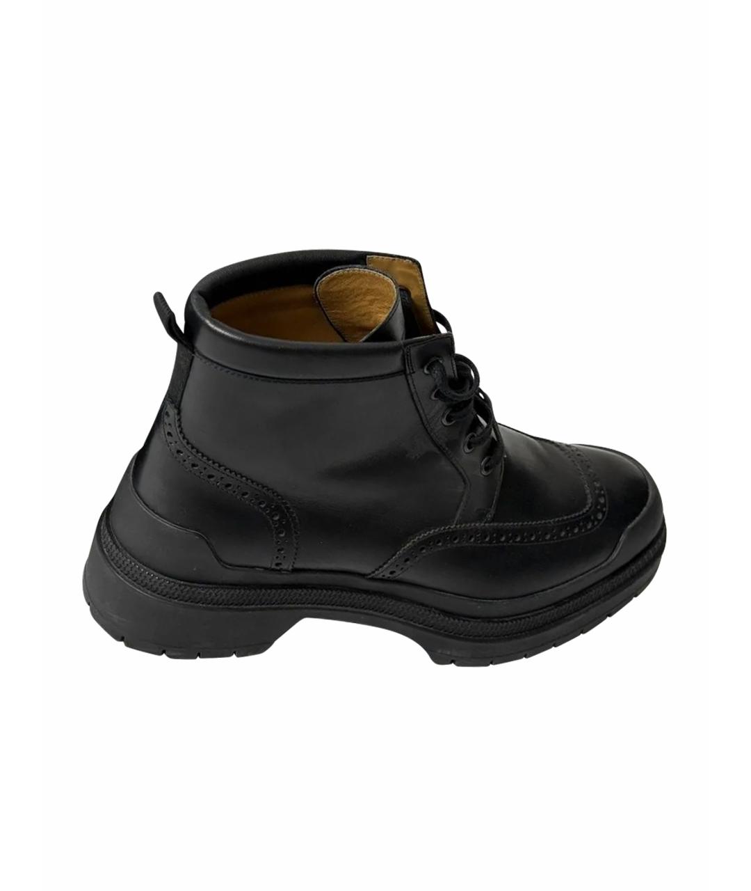 HERMES Черные кожаные высокие ботинки, фото 1