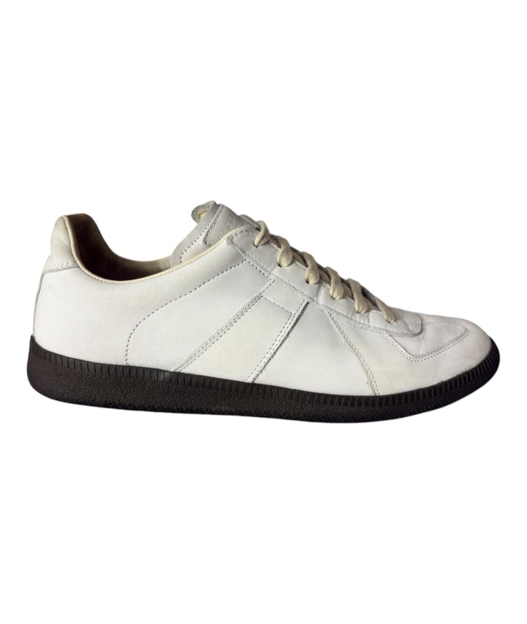 MAISON MARGIELA Белые нубуковые низкие кроссовки / кеды, фото 1