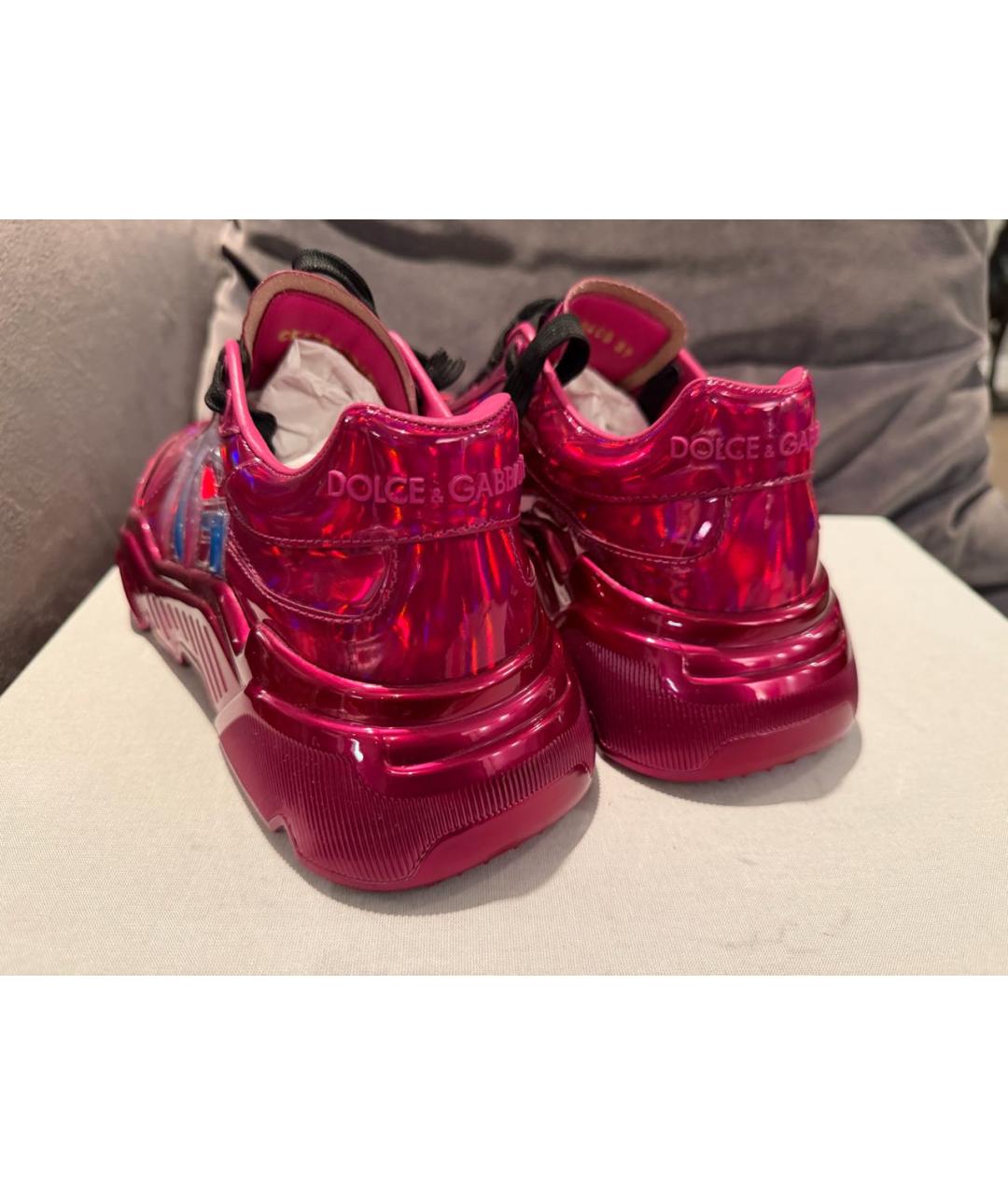 DOLCE&GABBANA Фуксия кожаные кроссовки, фото 4
