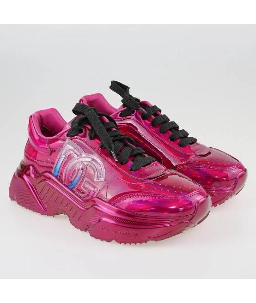 DOLCE&GABBANA Фуксия кожаные кроссовки, фото 2