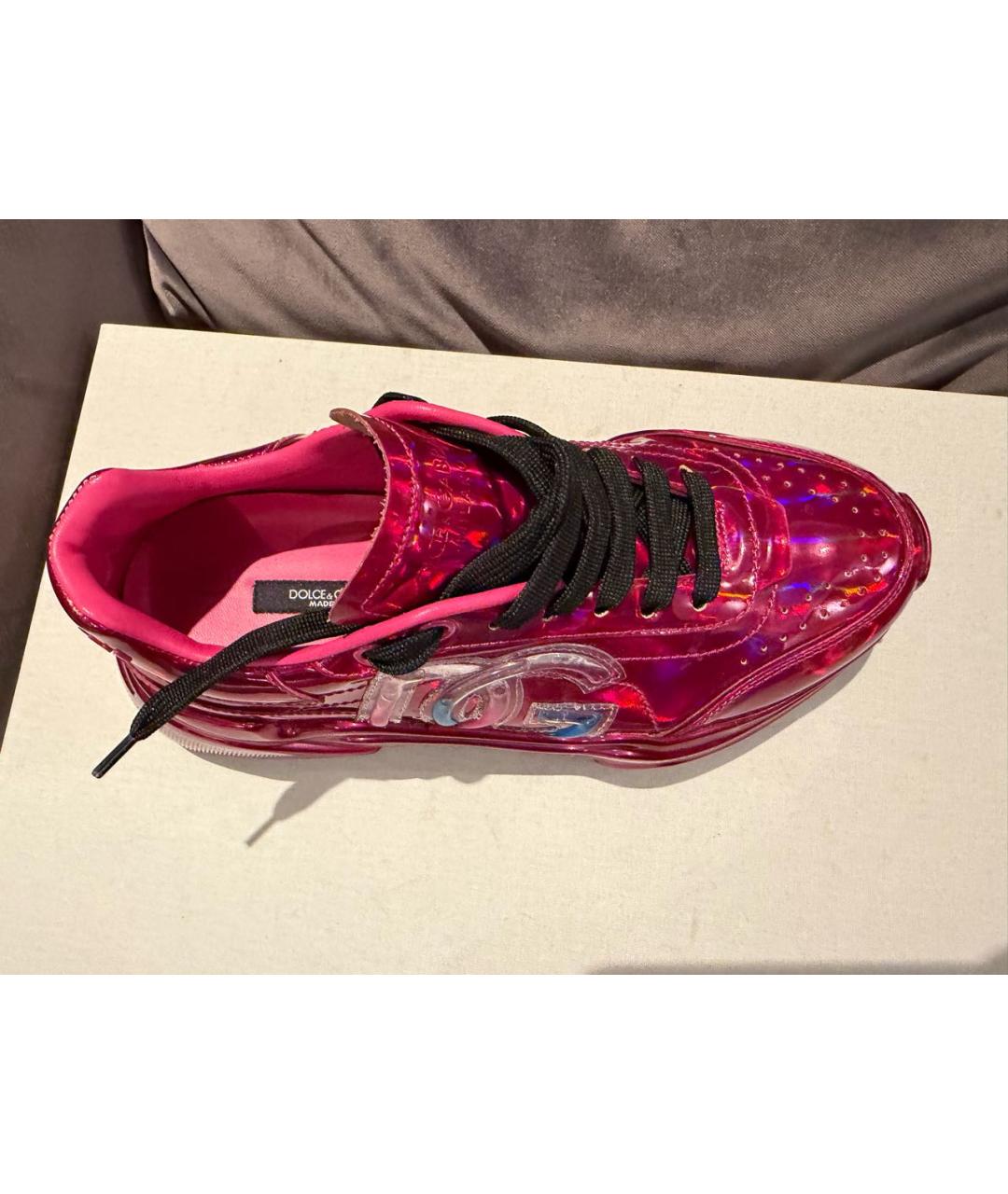 DOLCE&GABBANA Фуксия кожаные кроссовки, фото 7