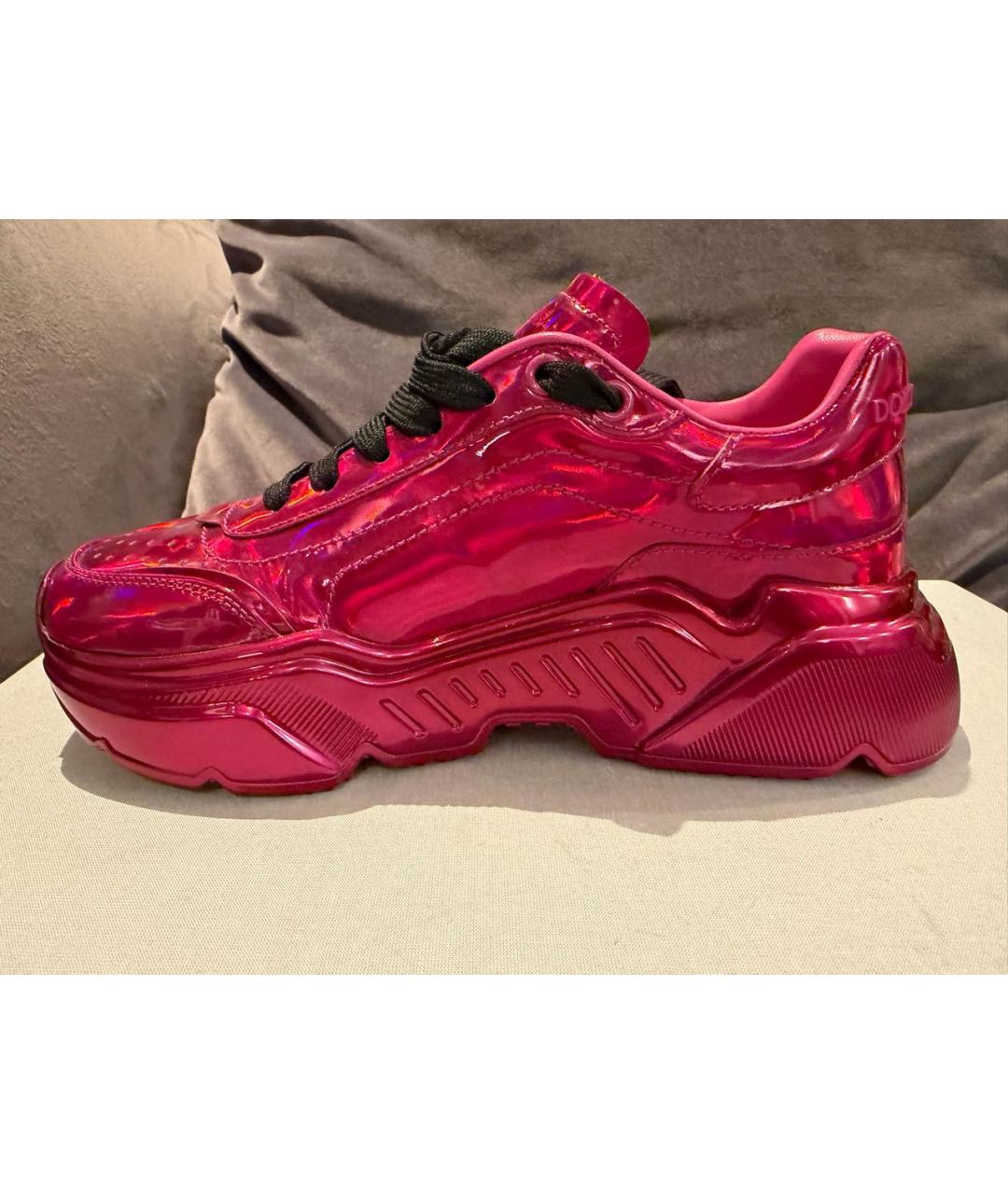 DOLCE&GABBANA Фуксия кожаные кроссовки, фото 6