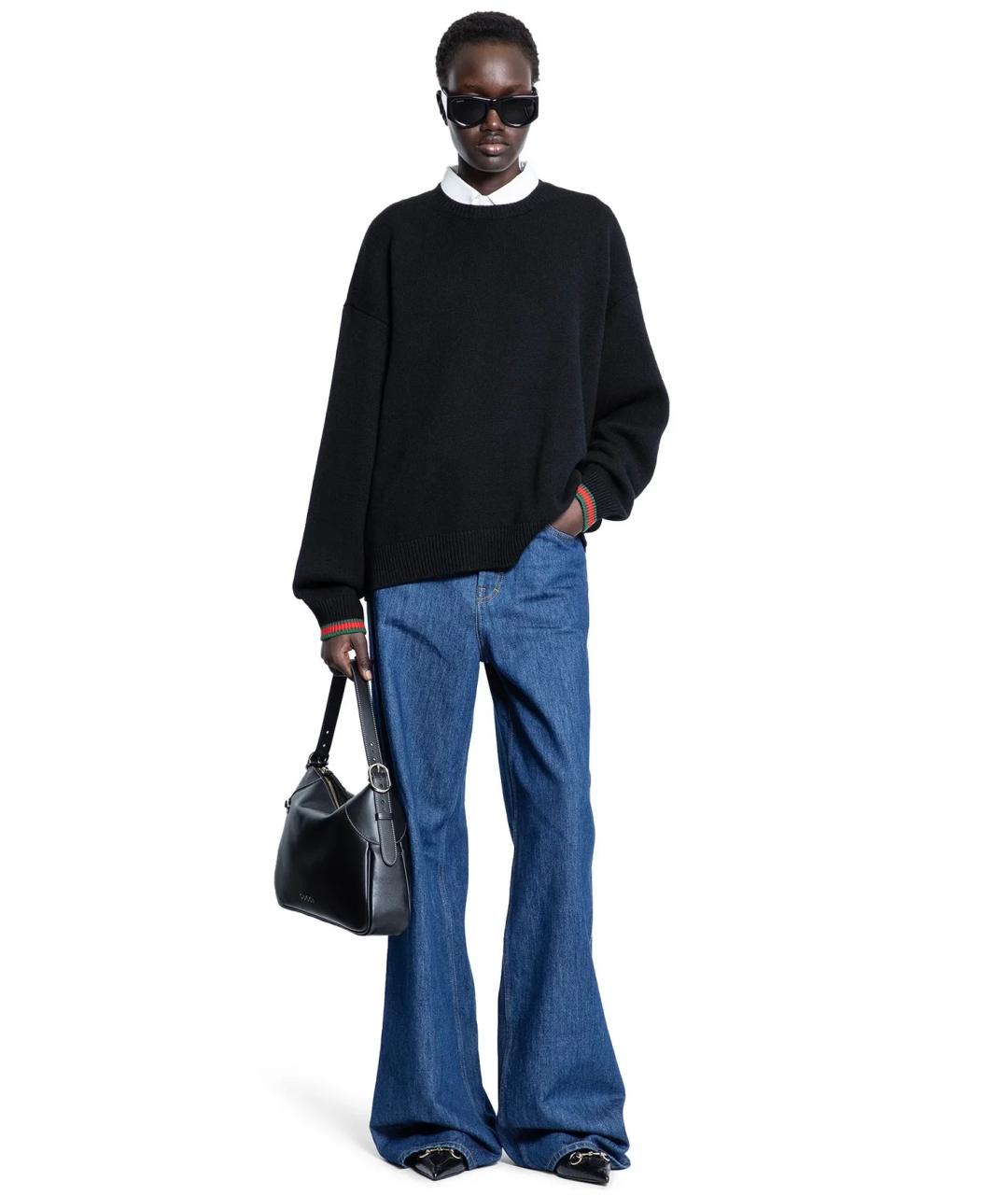 GUCCI Черный шерстяной джемпер / свитер, фото 6