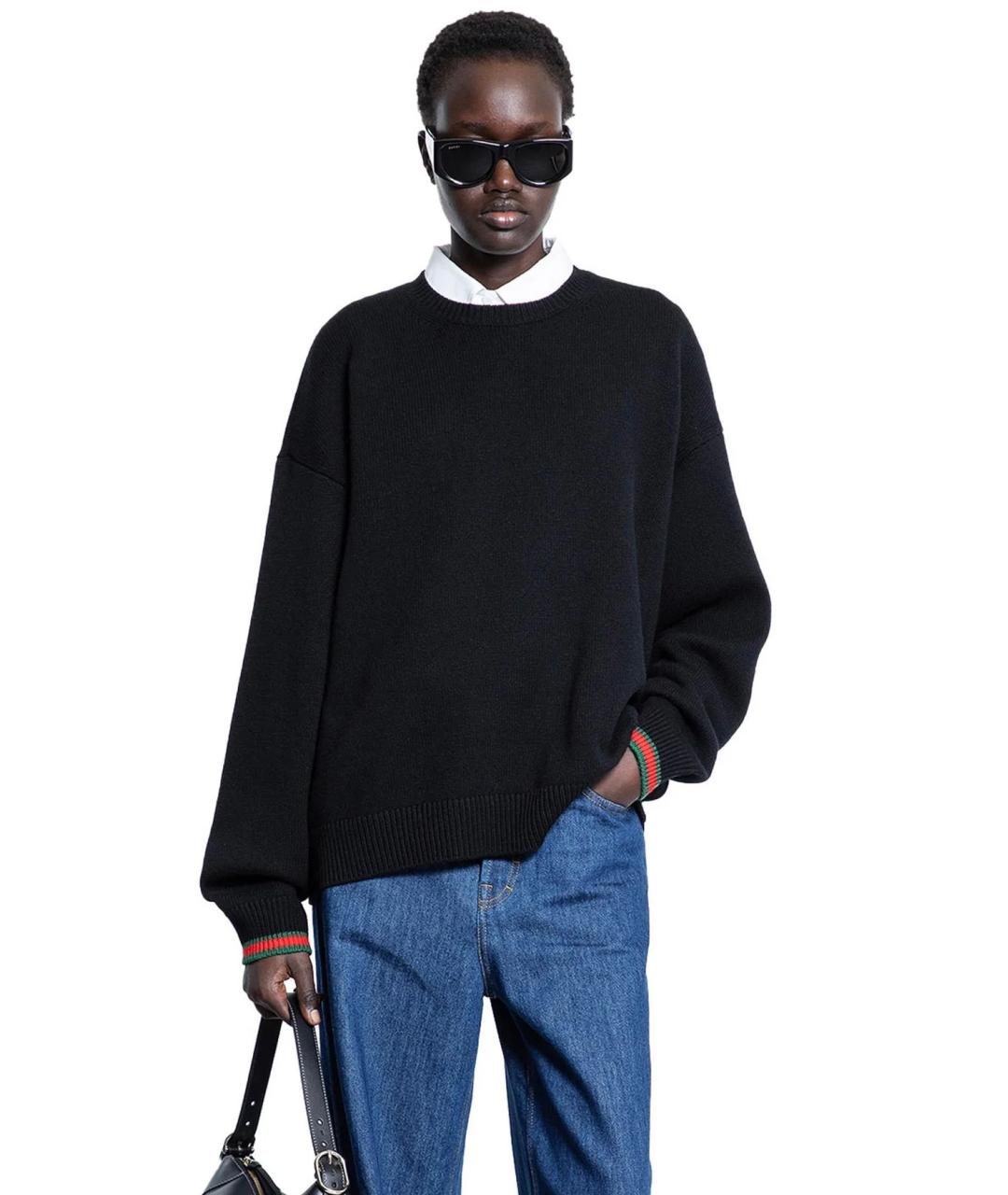 GUCCI Черный шерстяной джемпер / свитер, фото 5