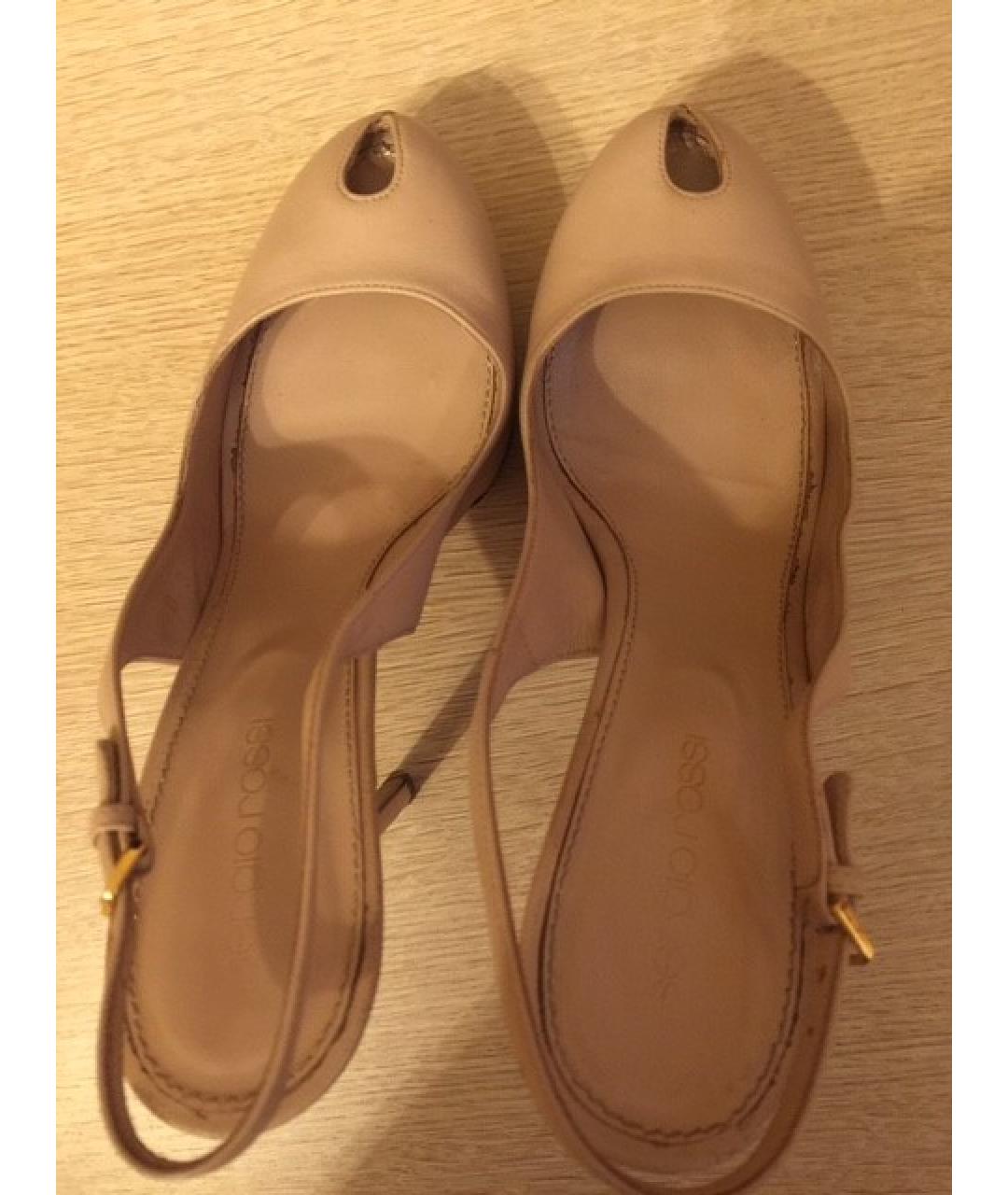 SERGIO ROSSI Бежевые кожаные босоножки, фото 2