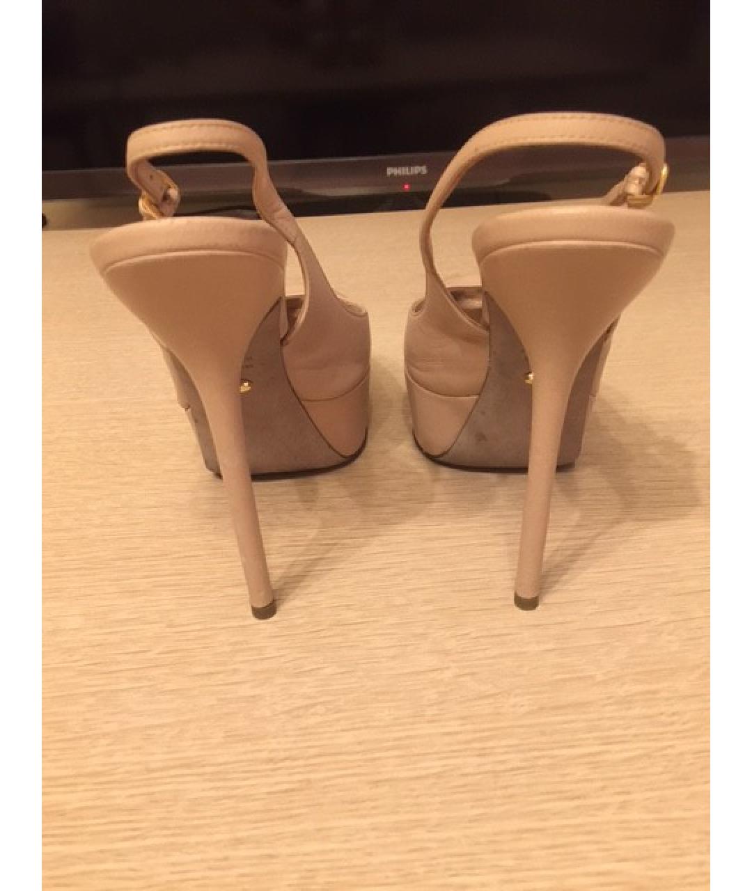 SERGIO ROSSI Бежевые кожаные босоножки, фото 3