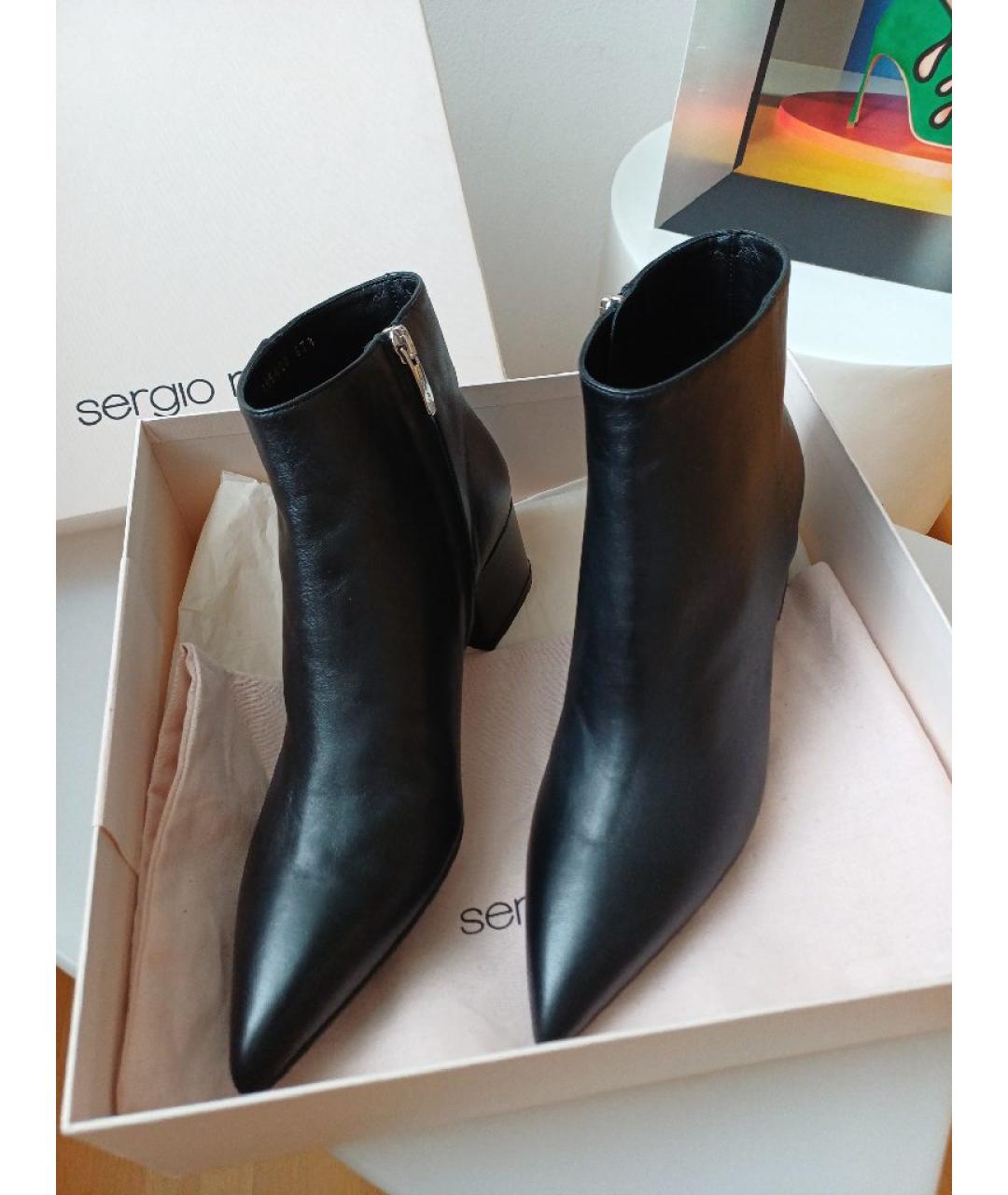 SERGIO ROSSI Черные кожаные полусапоги, фото 7