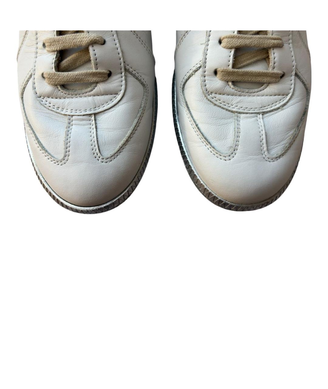 MAISON MARGIELA Белые кожаные низкие кроссовки / кеды, фото 3
