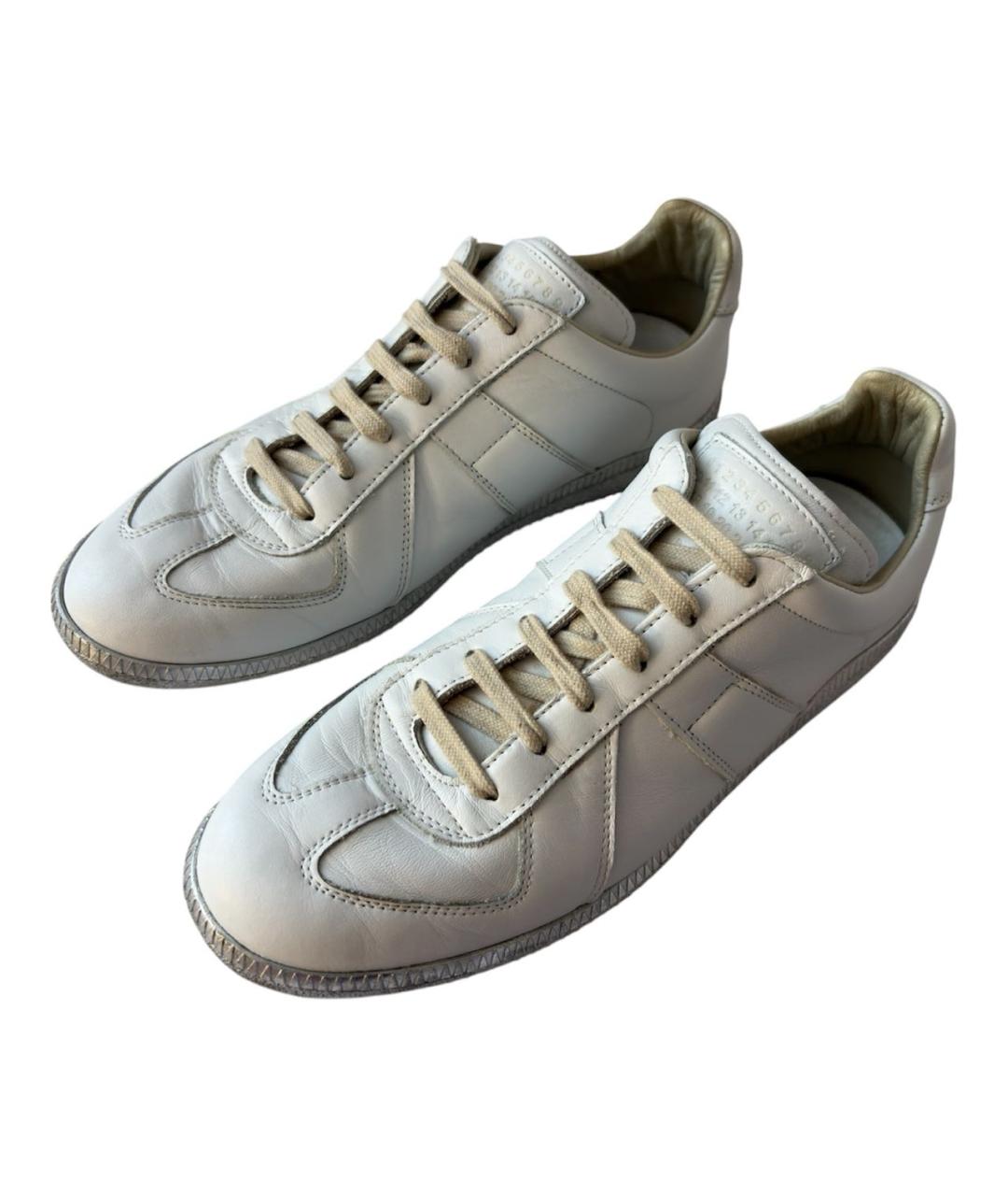 MAISON MARGIELA Белые кожаные низкие кроссовки / кеды, фото 2