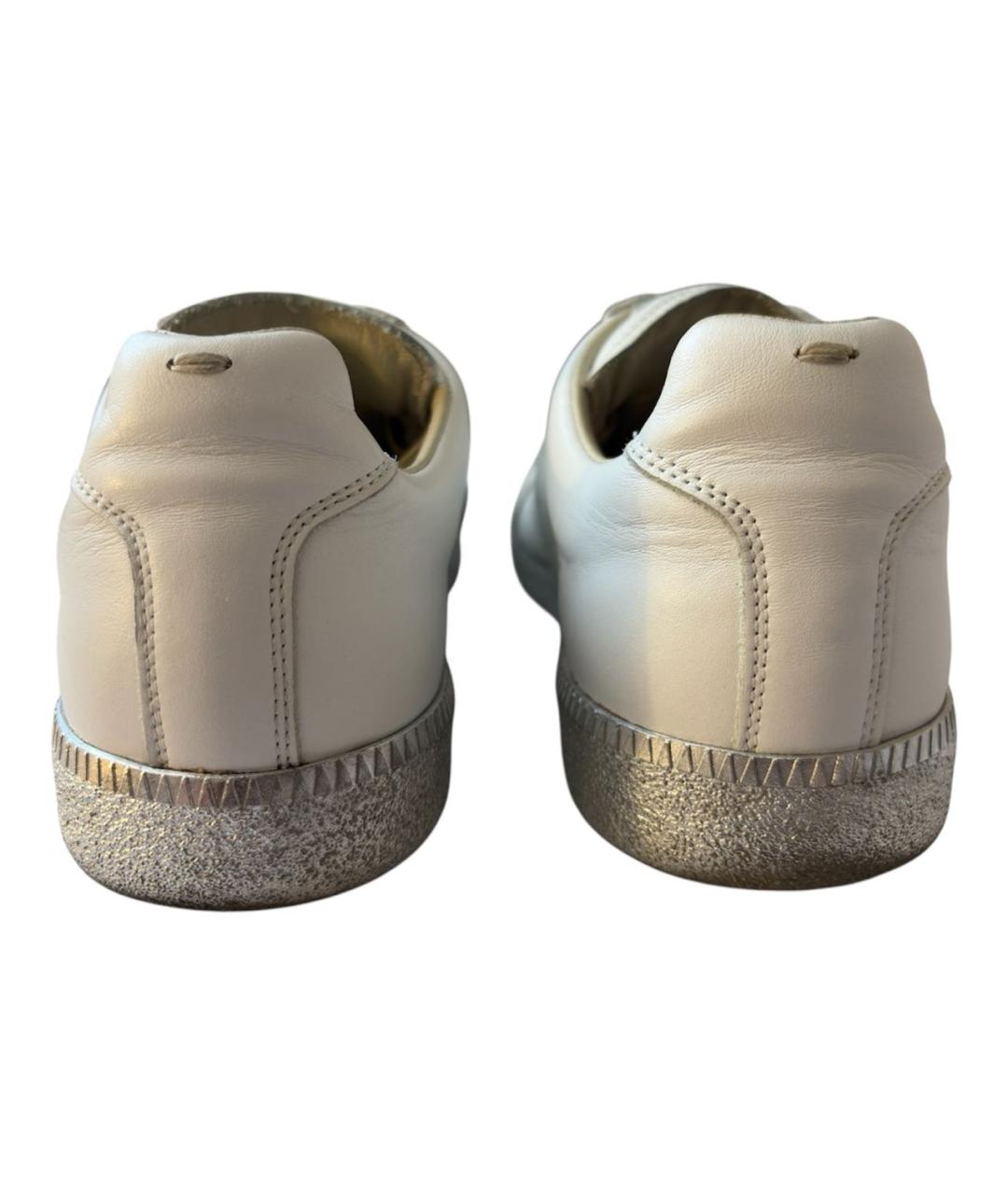 MAISON MARGIELA Белые кожаные низкие кроссовки / кеды, фото 4