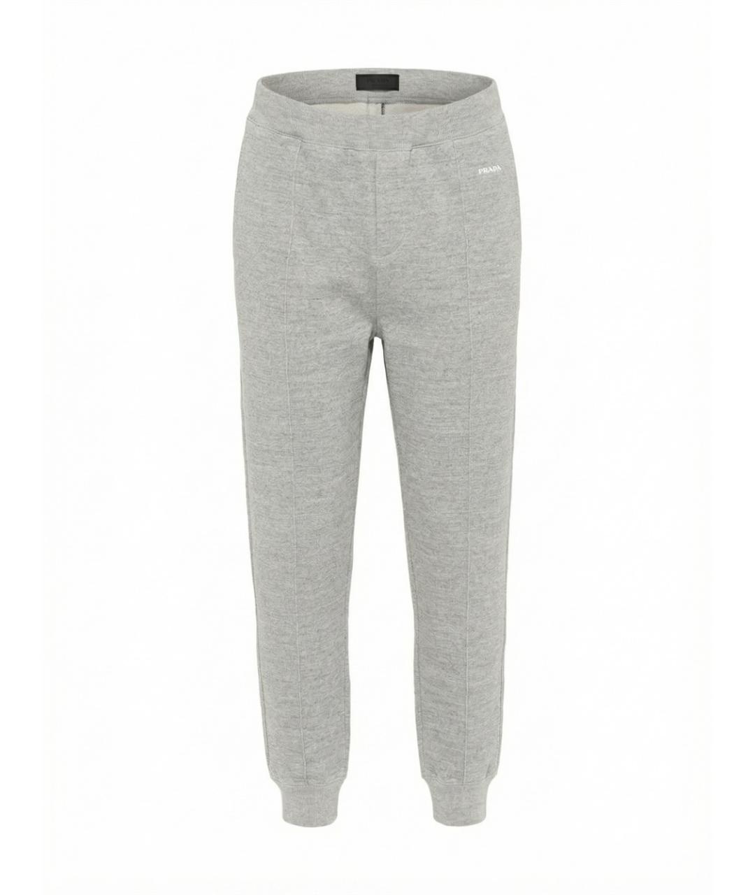PRADA Серые хлопковые повседневные брюки, фото 1