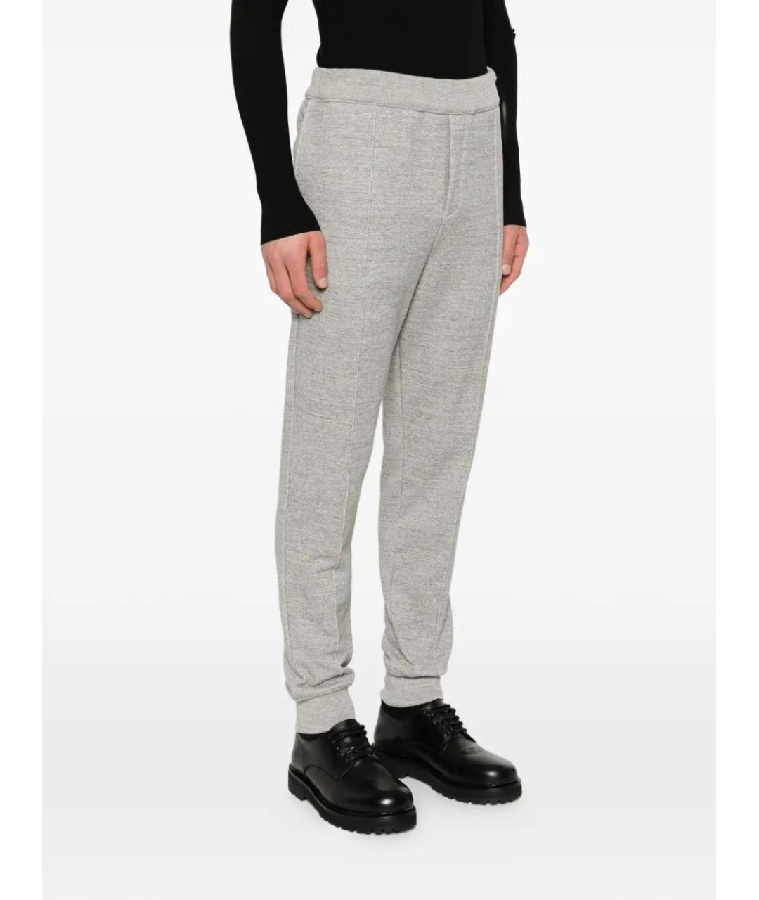 PRADA Серые хлопковые повседневные брюки, фото 3