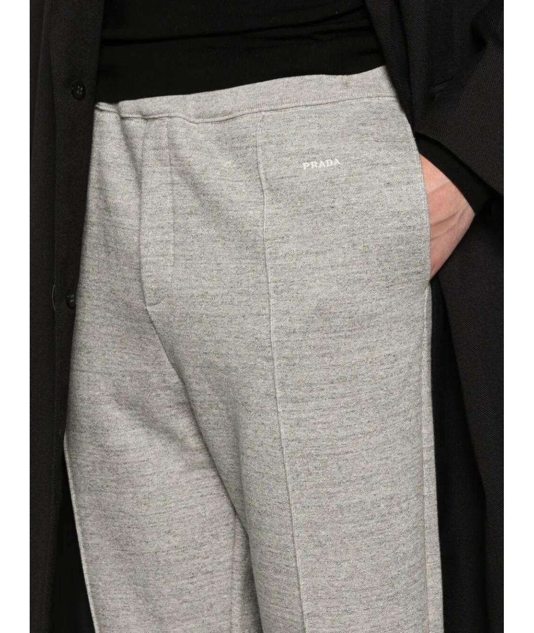 PRADA Серые хлопковые повседневные брюки, фото 5