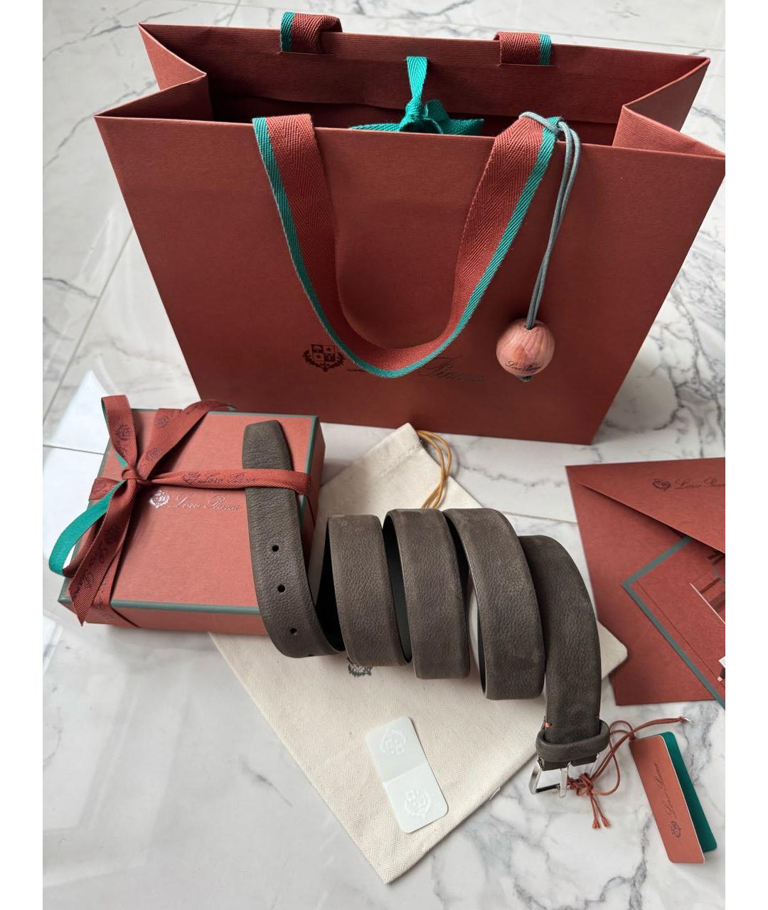 LORO PIANA Коричневый кожаный ремень, фото 2