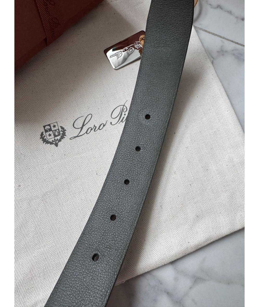LORO PIANA Коричневый кожаный ремень, фото 3