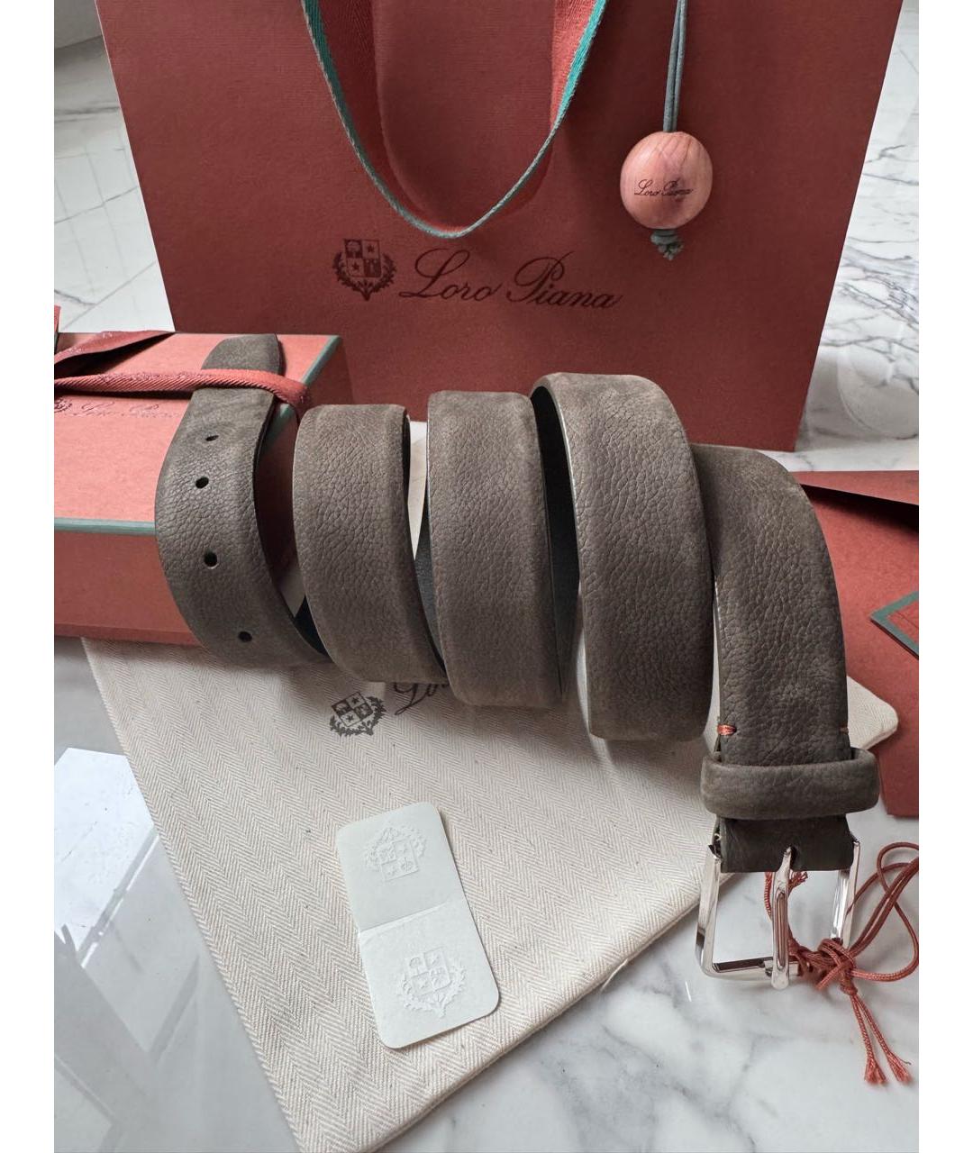 LORO PIANA Коричневый кожаный ремень, фото 9