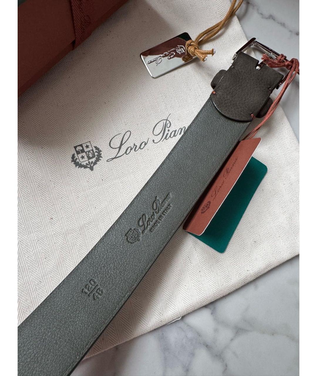LORO PIANA Коричневый кожаный ремень, фото 4