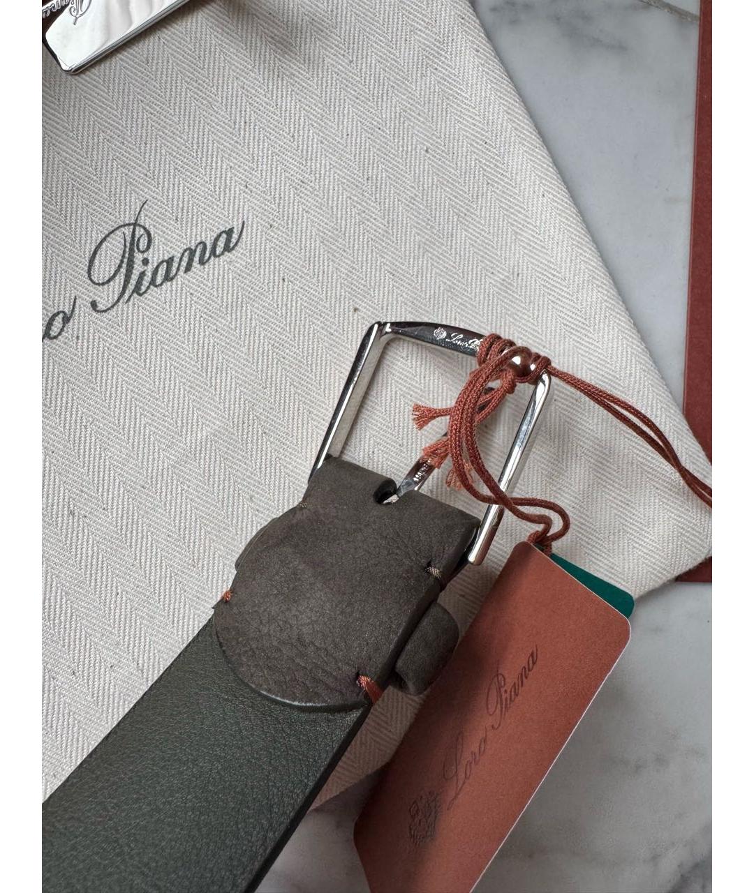 LORO PIANA Коричневый кожаный ремень, фото 5