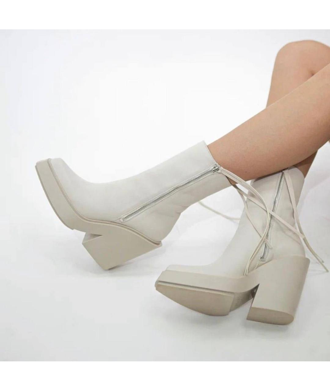 VIC MATIE Бежевые кожаные ботильоны, фото 2