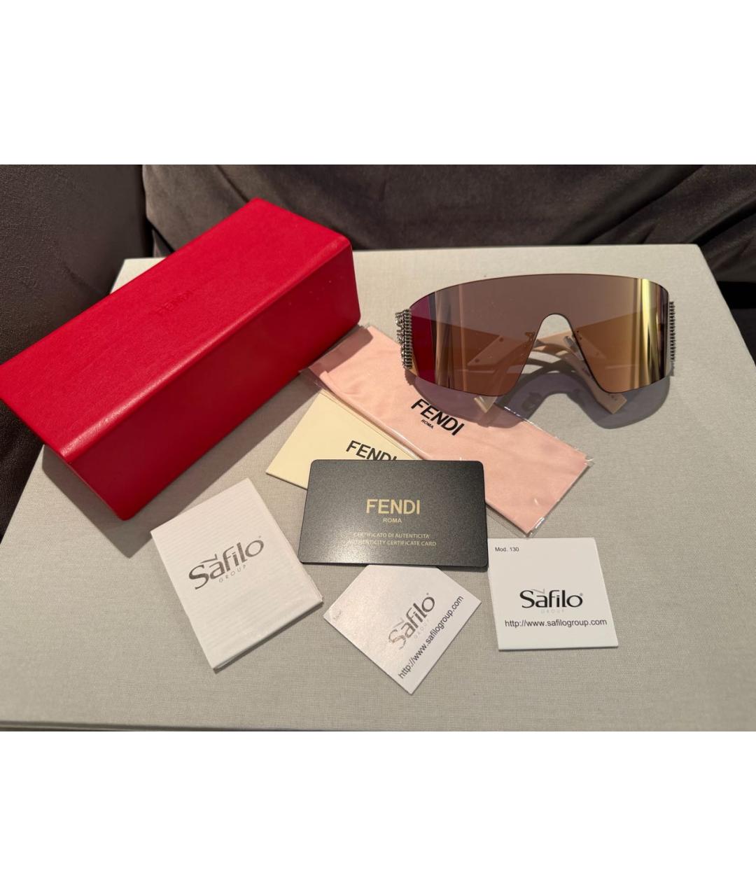 FENDI Розовые пластиковые солнцезащитные очки, фото 4