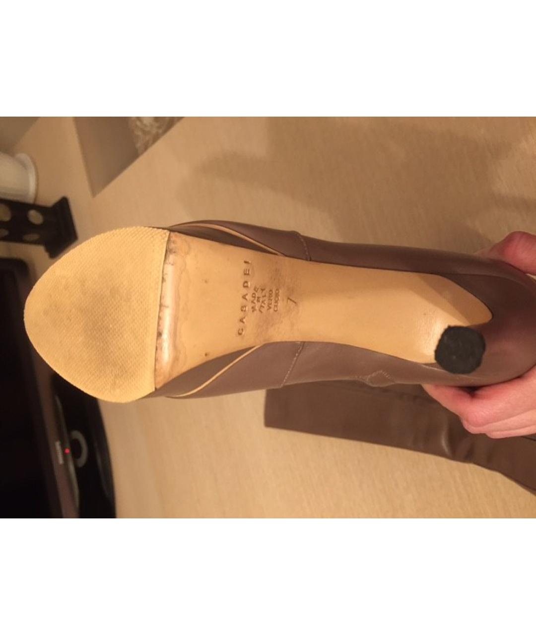 CASADEI Бежевые кожаные сапоги, фото 4
