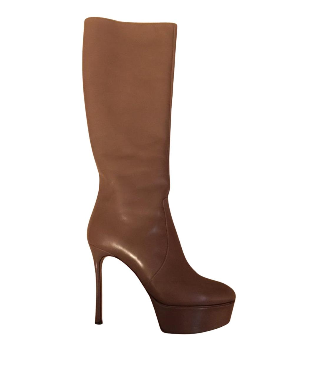 CASADEI Бежевые кожаные сапоги, фото 1