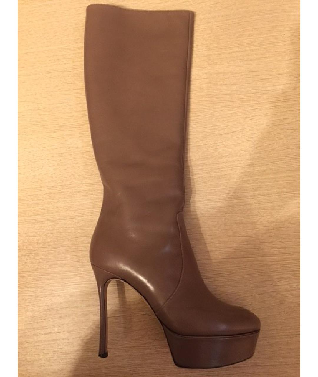 CASADEI Бежевые кожаные сапоги, фото 8