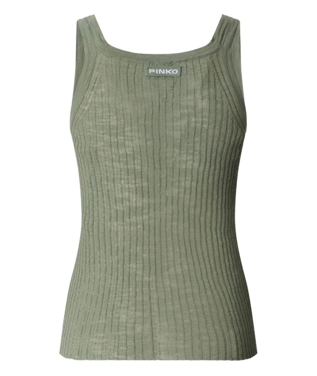 PINKO Зеленая хлопковая майка, фото 2