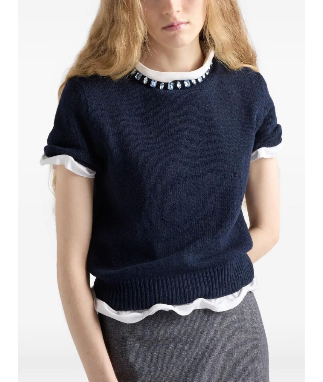 PRADA Синий шерстяной джемпер / свитер, фото 4