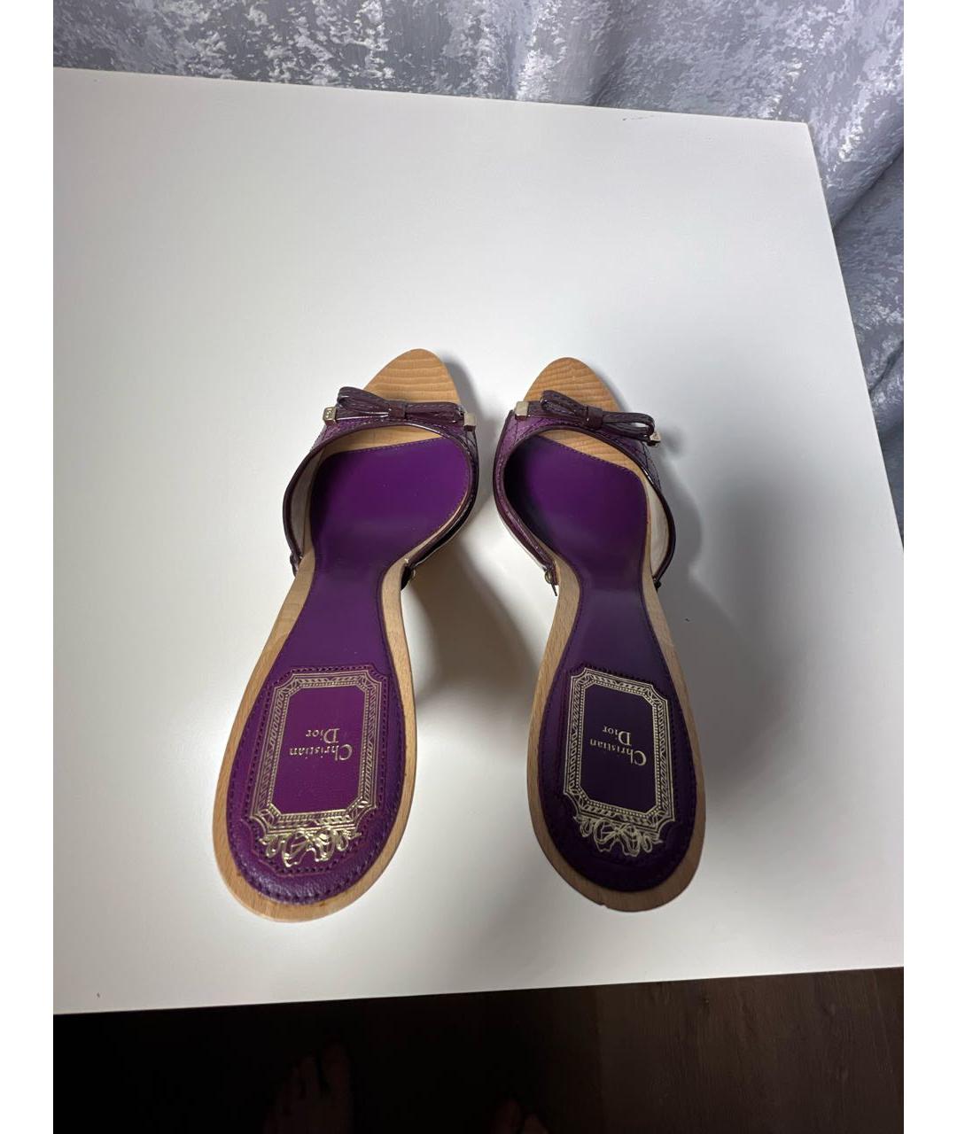 CHRISTIAN DIOR Фиолетовые кожаные мюли, фото 3