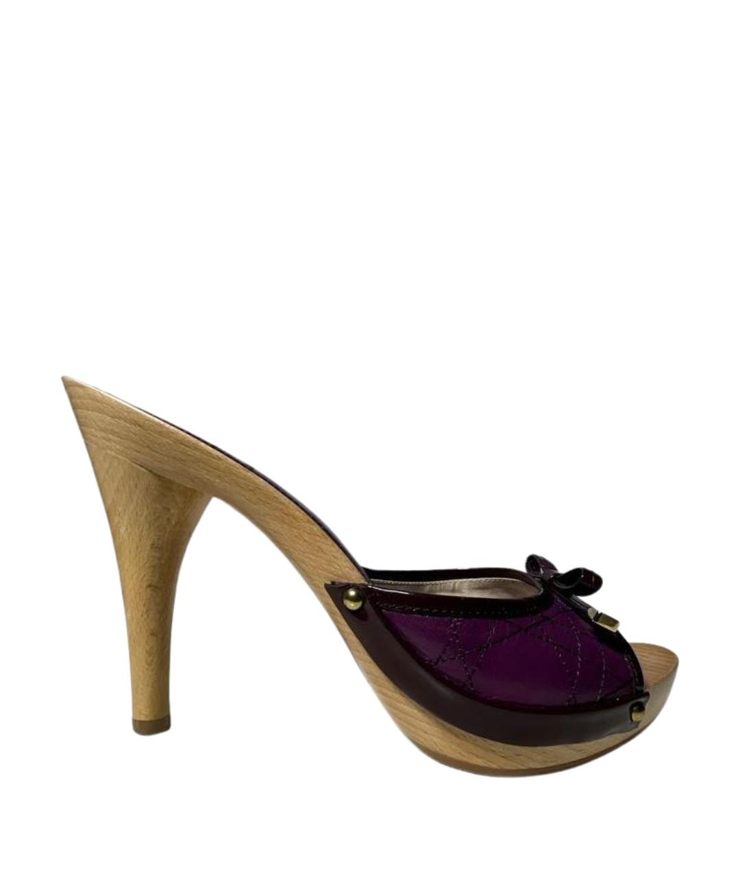 CHRISTIAN DIOR Фиолетовые кожаные мюли, фото 1
