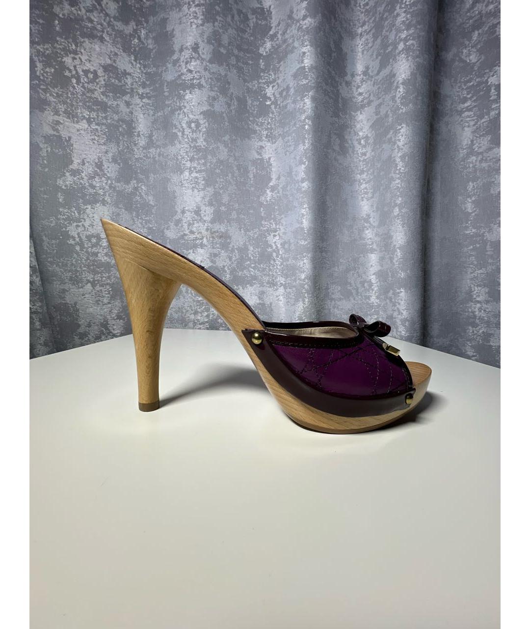 CHRISTIAN DIOR Фиолетовые кожаные мюли, фото 5
