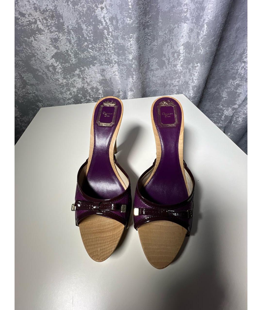 CHRISTIAN DIOR Фиолетовые кожаные мюли, фото 2