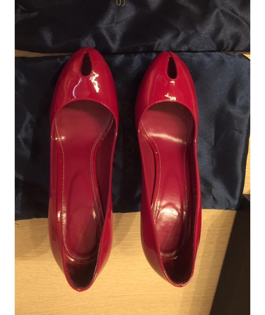 SERGIO ROSSI Бордовые туфли из лакированной кожи, фото 4