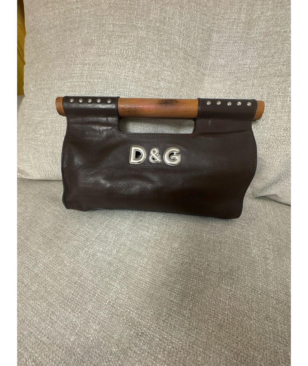 DOLCE&GABBANA Коричневая кожаная сумка с короткими ручками, фото 9