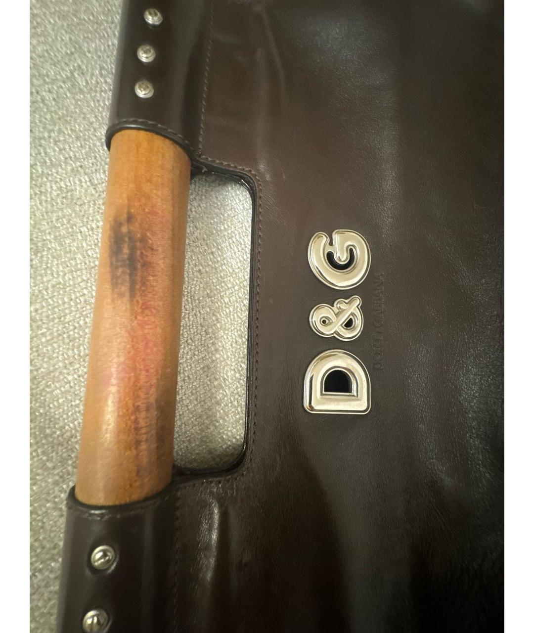 DOLCE&GABBANA Коричневая кожаная сумка с короткими ручками, фото 8
