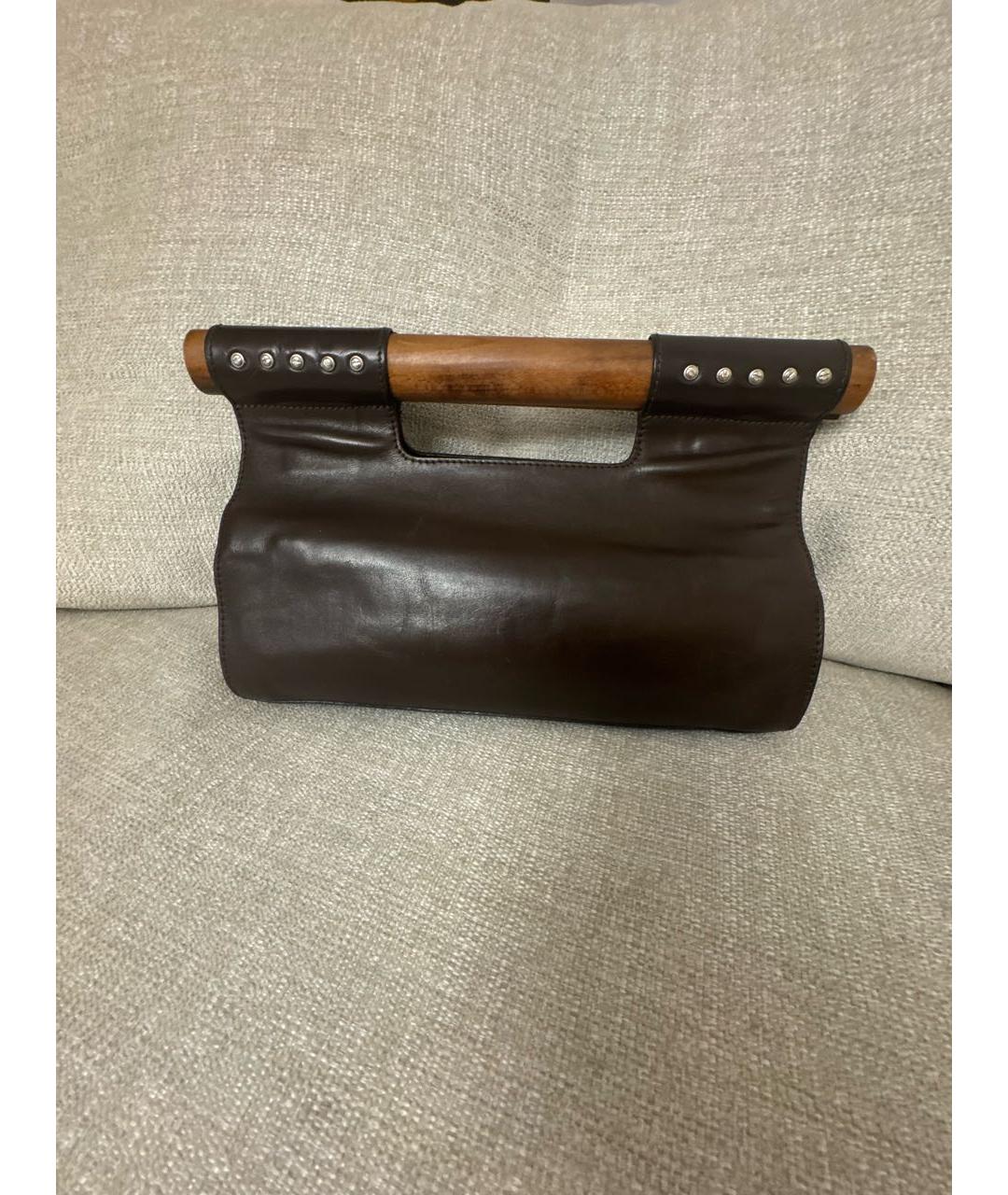 DOLCE&GABBANA Коричневая кожаная сумка с короткими ручками, фото 3