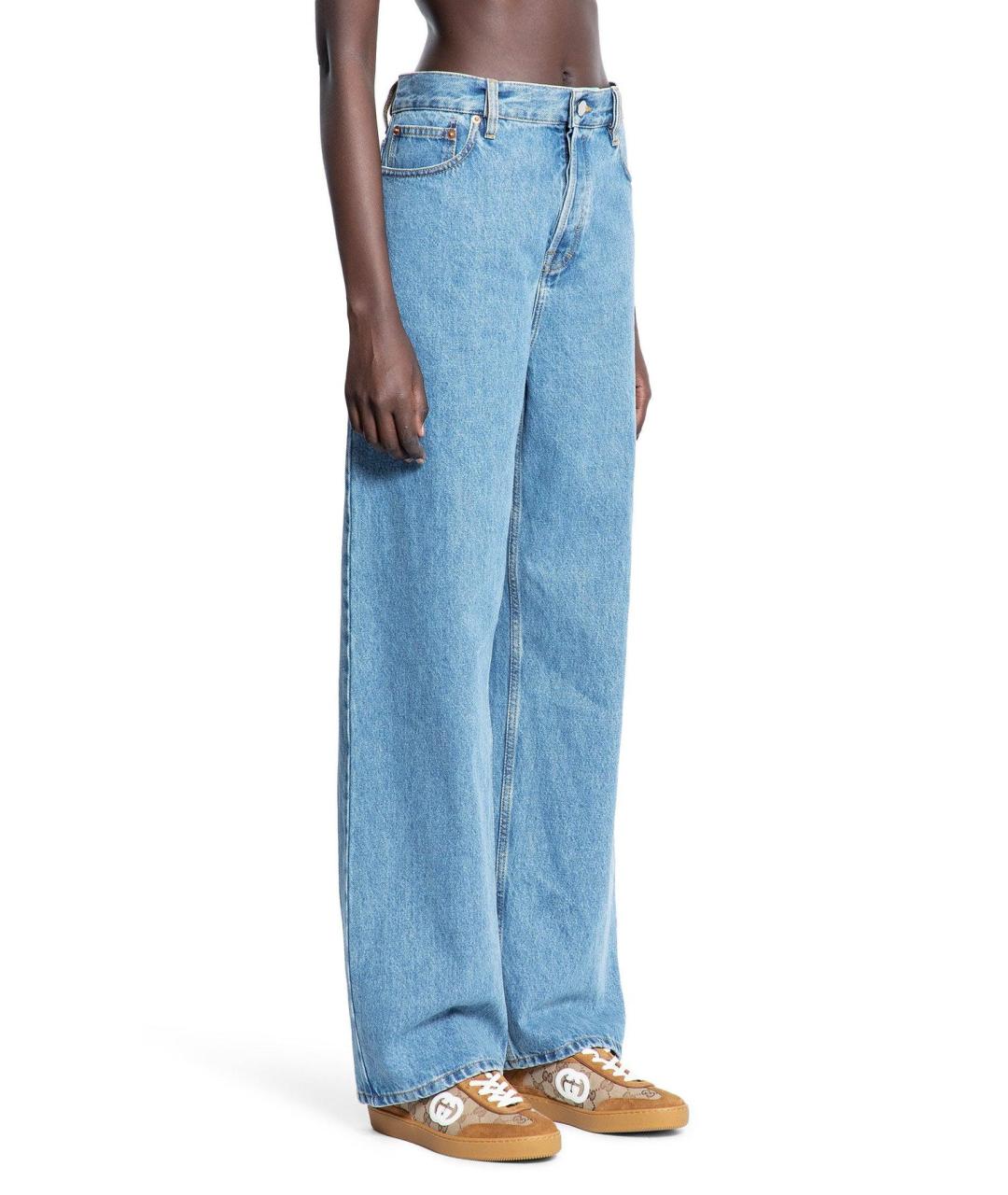 GUCCI Голубые хлопковые прямые джинсы, фото 8