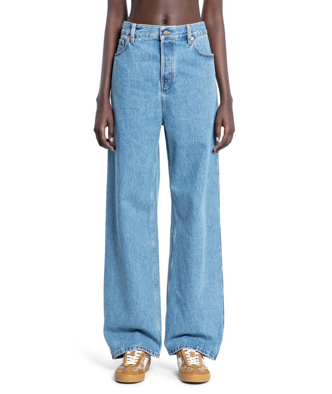 GUCCI Голубые хлопковые прямые джинсы, фото 7