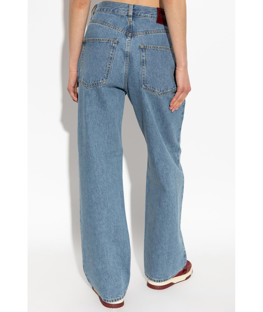 GUCCI Голубые хлопковые прямые джинсы, фото 3