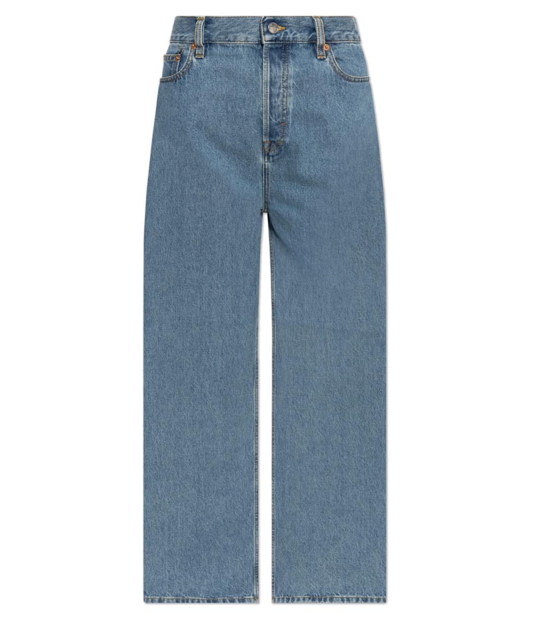 GUCCI Голубые хлопковые прямые джинсы, фото 1