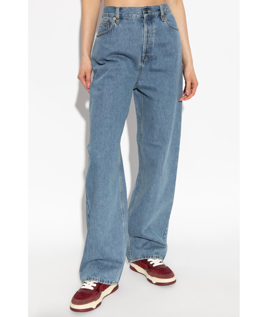 GUCCI Голубые хлопковые прямые джинсы, фото 2