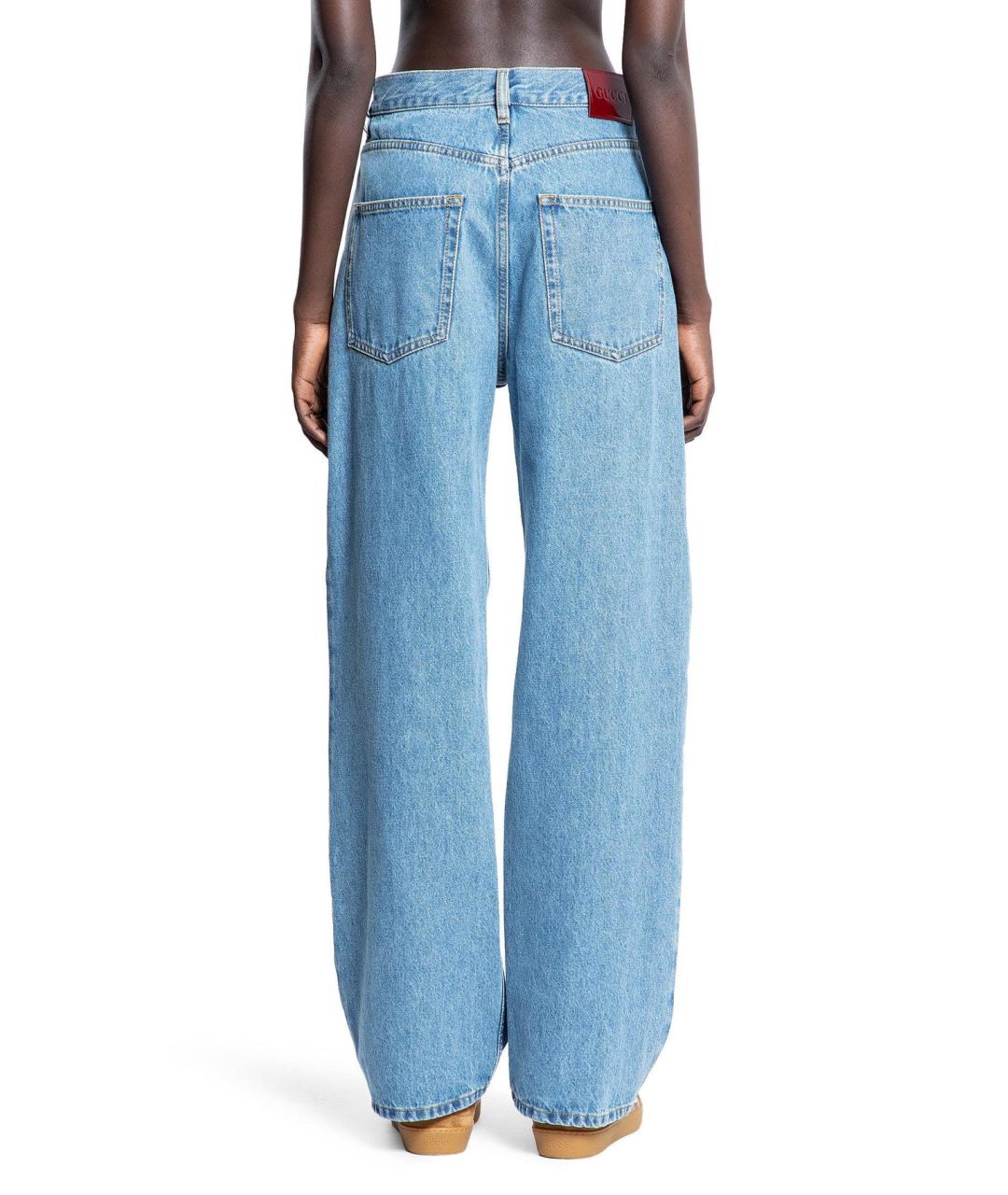 GUCCI Голубые хлопковые прямые джинсы, фото 9